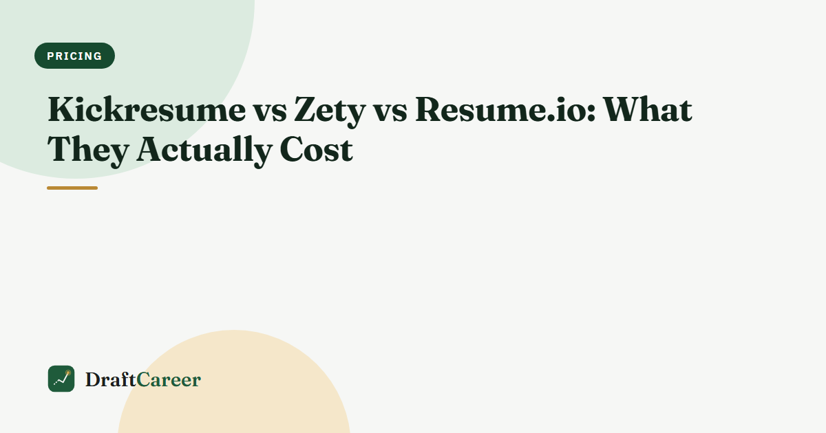 Kickresume vs Zety vs Resume.io: What They Actually Cost
