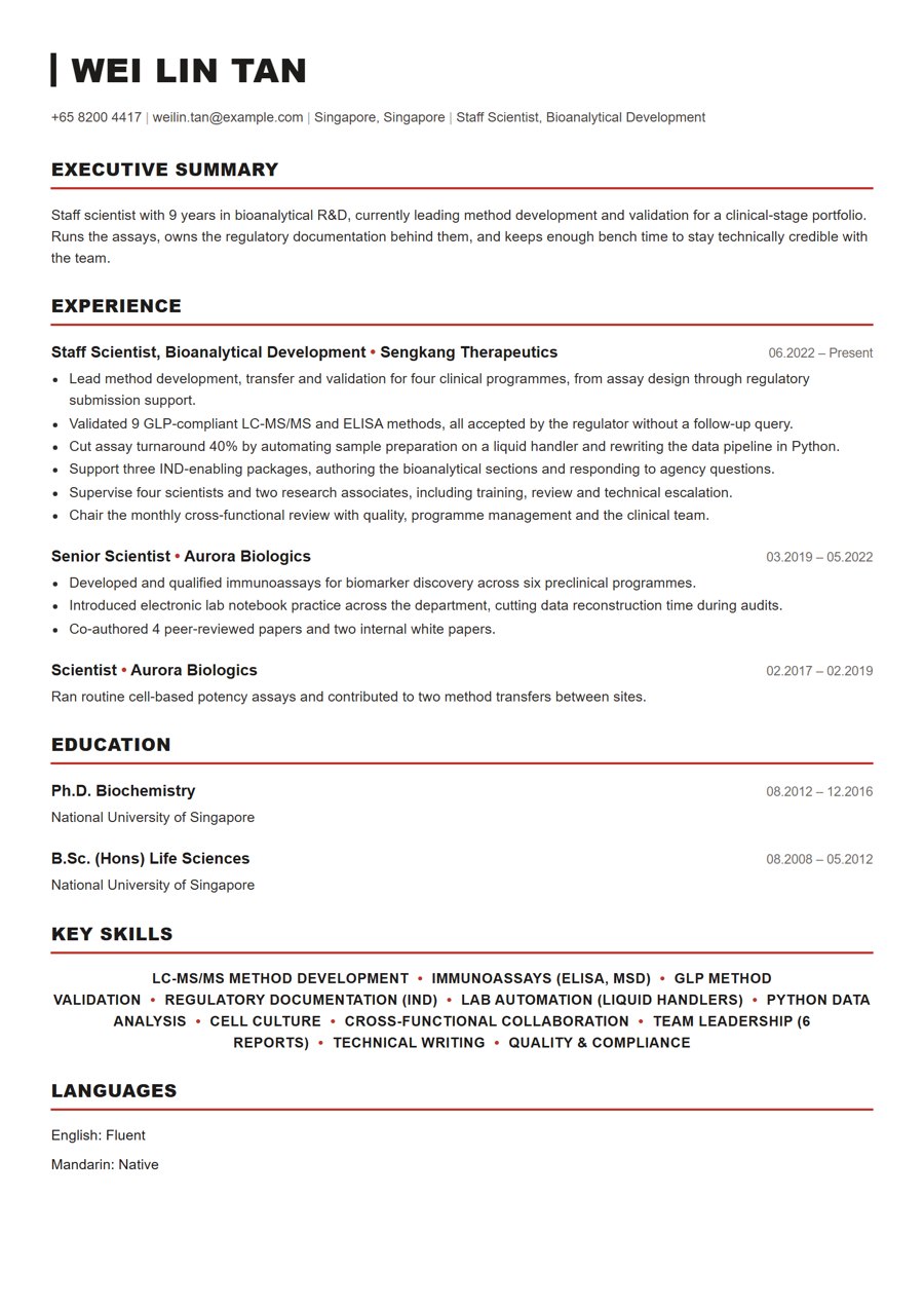 Staff Scientist resume example